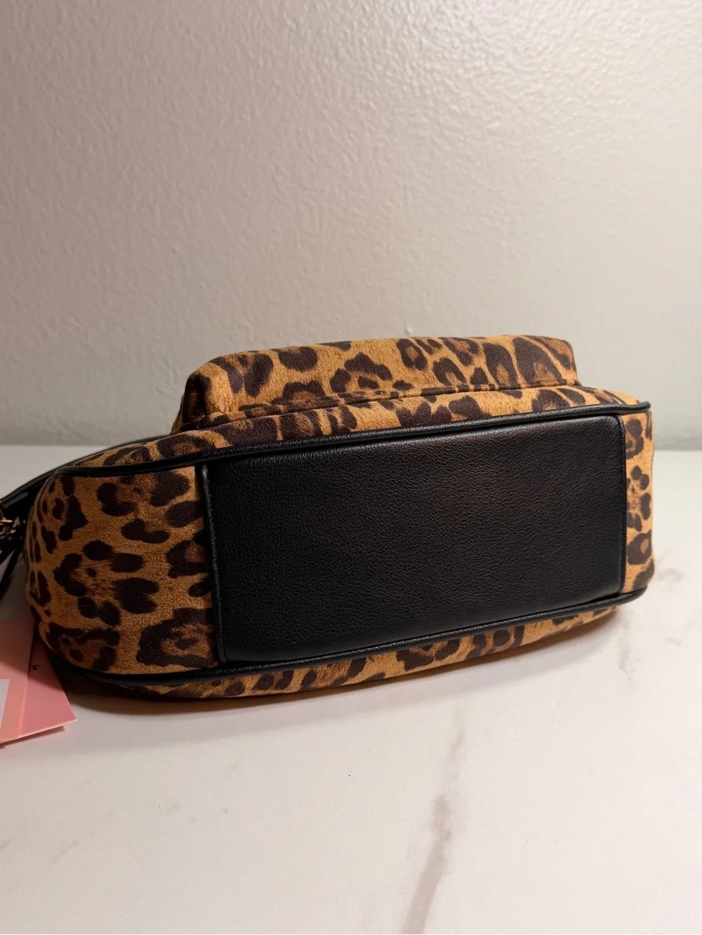 Juicy Couture Leopard Print Shoulder Bag with Gold Chain Accents